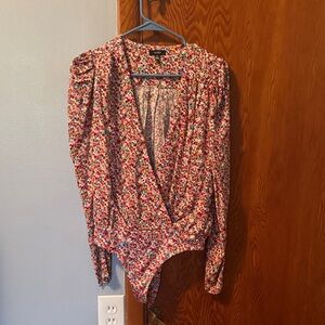 AFRM Floral Bodysuit - Red and White